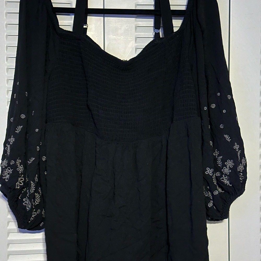 Torrid Black Blouse with Embroidered Sleeves